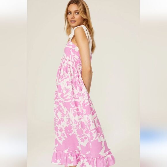 Peter Som Pink Floral Midi Dress Size 8 - Picture 2 of 8